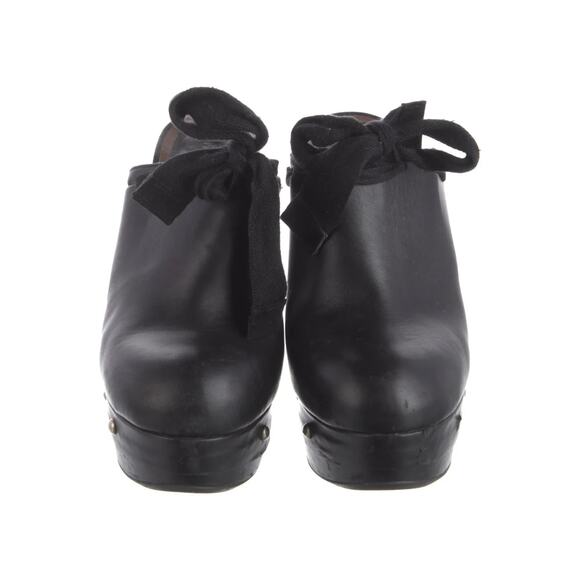Marni Black Leather Platform Mules Women’s Size 6.5 Round Toe Slip On Tie - Picture 1 of 9